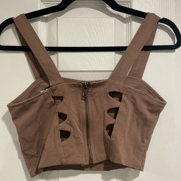 Costa Blanca Brown Crop Top - Picture 2 of 2